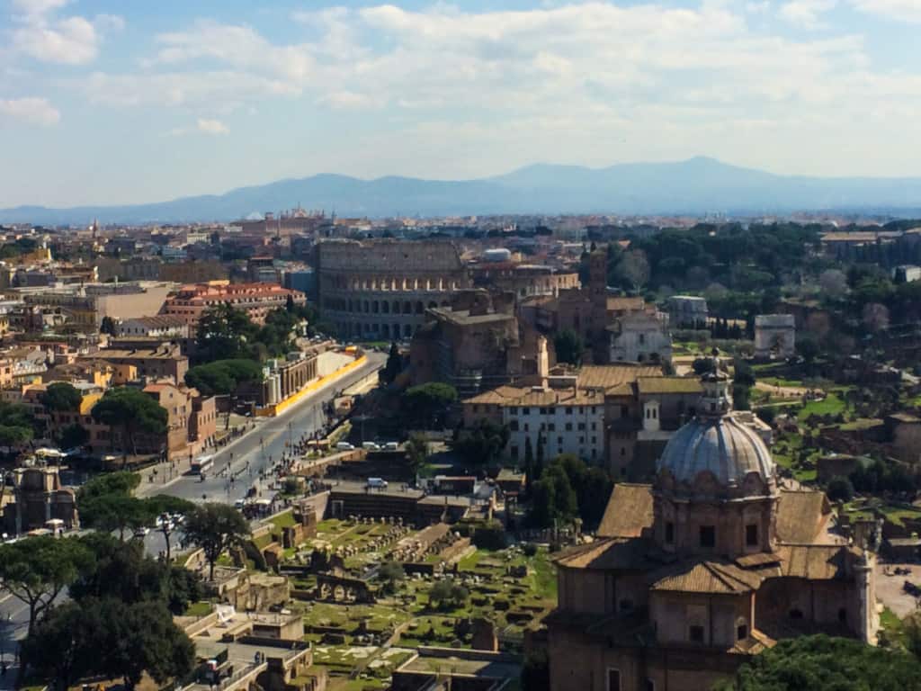 View of Ancient Rome including Roman colosseum