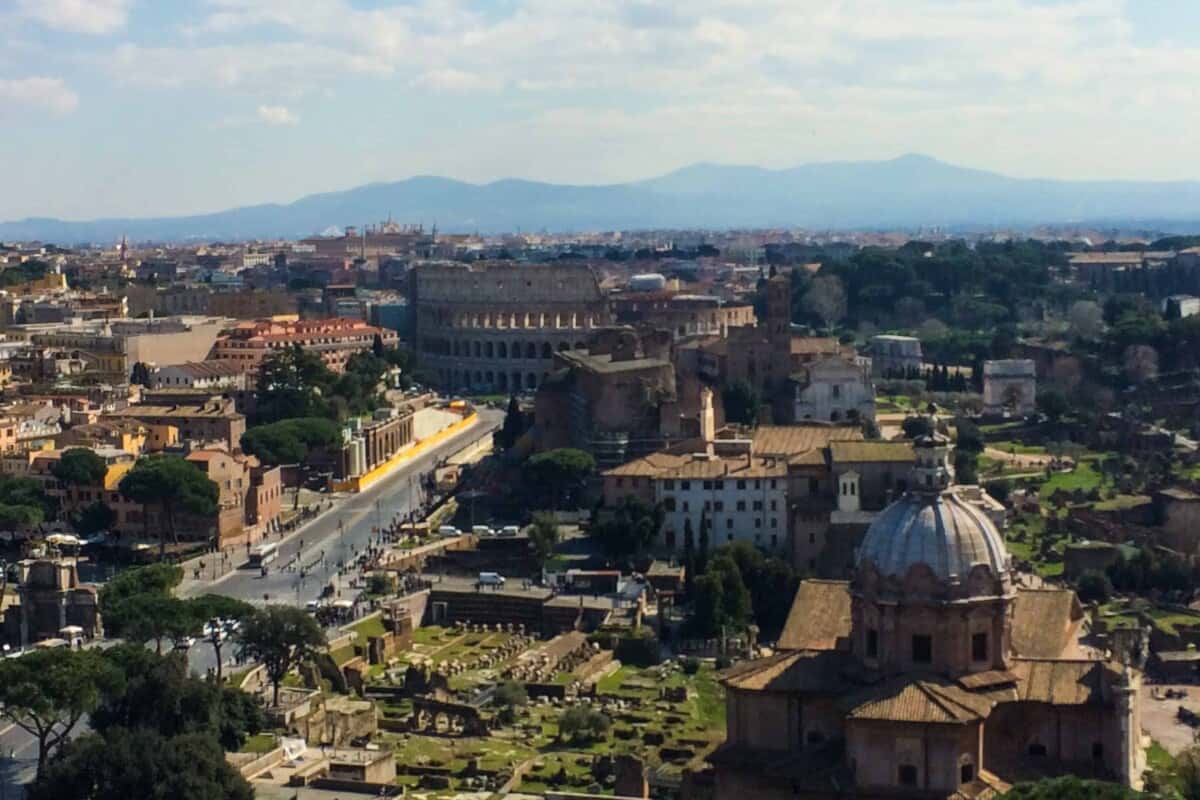 View of Ancient Rome including Roman colosseum