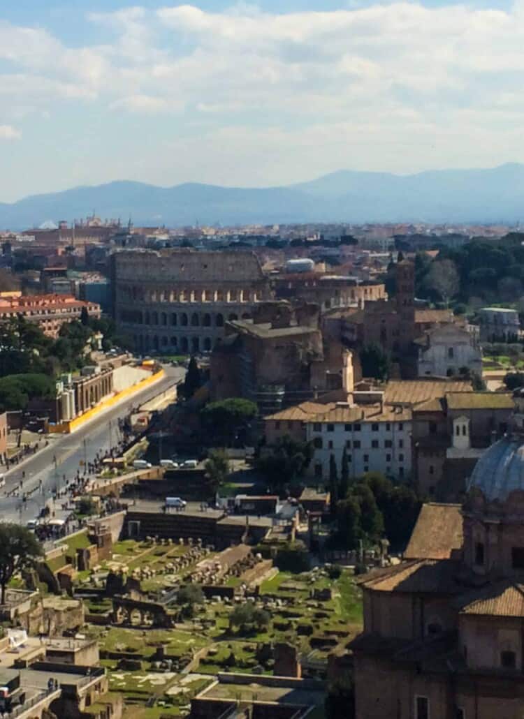 View of Ancient Rome including Roman colosseum