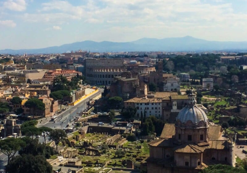 View of Ancient Rome including Roman colosseum